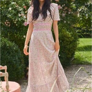LoveShackFancy Stassie Dress in Petunia Pink Maxi Dress
